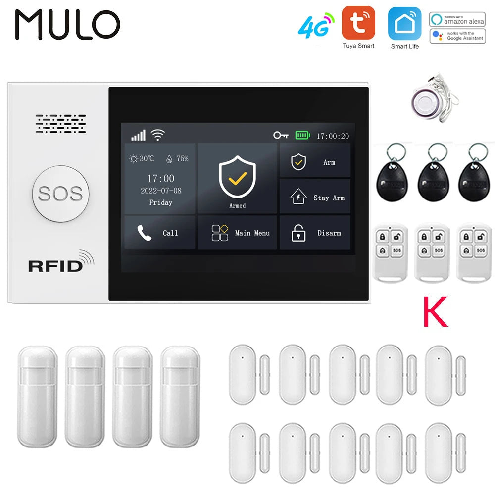 Tuya 4G Home Alarm Smart Home WIFI Security Alarms For Home House Touch Screen Apartment Alarms Support Smart Life APP Alexa