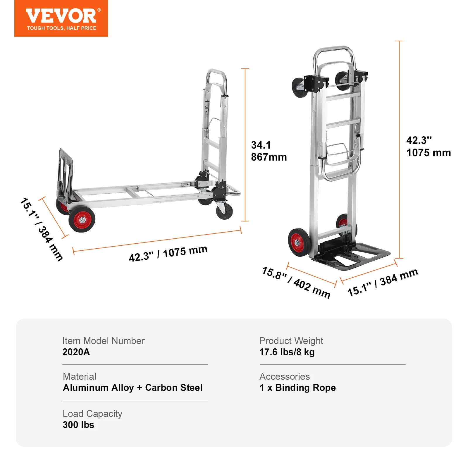 ✨ SucceBuy 400 lbs Folding Hand Truck – Lightweight Aluminum Dolly & Convertible Platform Cart