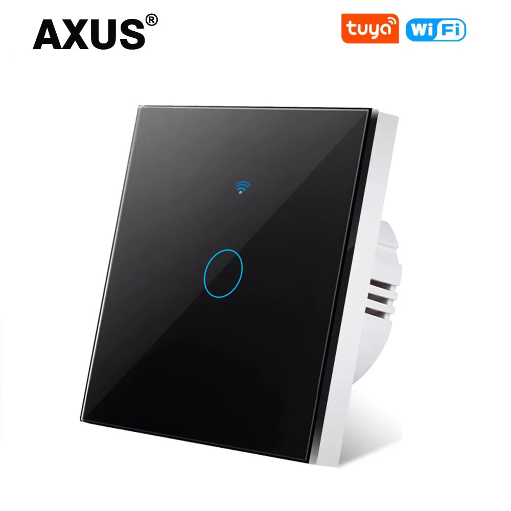 AXUS EU WiFi Smart Touch Light Switch - No Neutral Wire, RF433, Tuya App, Alexa & Google Home Compatible, Reliable & Safe