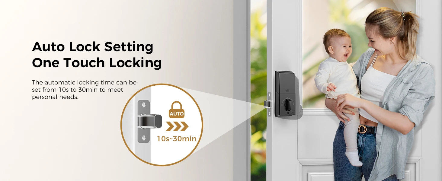 Arpha D280 Keyless Entry Door Lock 5-in-1 Smart Fingerprint Deadbolt with Keypad Electronic Deadbolt Auto-Lock One Touch Lock