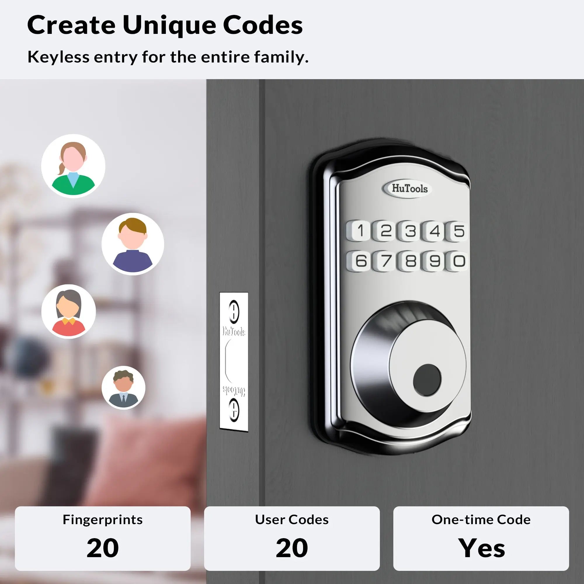Smart Keypad Door Lock-Fingerprint  Entry Door Lock Deadbolt,  20 Touch Locking And 20 User Codes, Easy To Install And Program