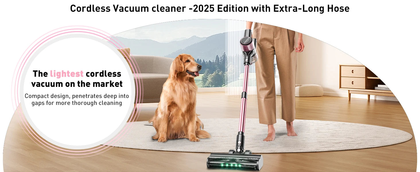 ✨ SuXiangVac 10-in-1 Cordless Vacuum Cleaner – 40Kpa, 500W, 45-Min Runtime, LED Display, Green Light Detection, HEPA Filtration – Perfect for Pets, Hard Floors & Carpets