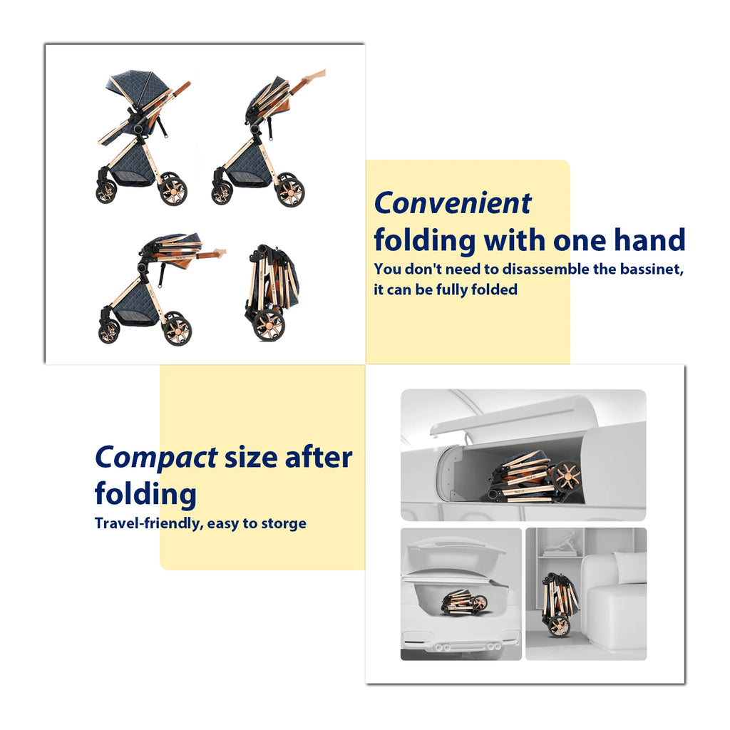 3-in-1 Baby Stroller Travel System with Lightweight Frame & One-Hand Fold | Bassinet + Car Seat + Stroller