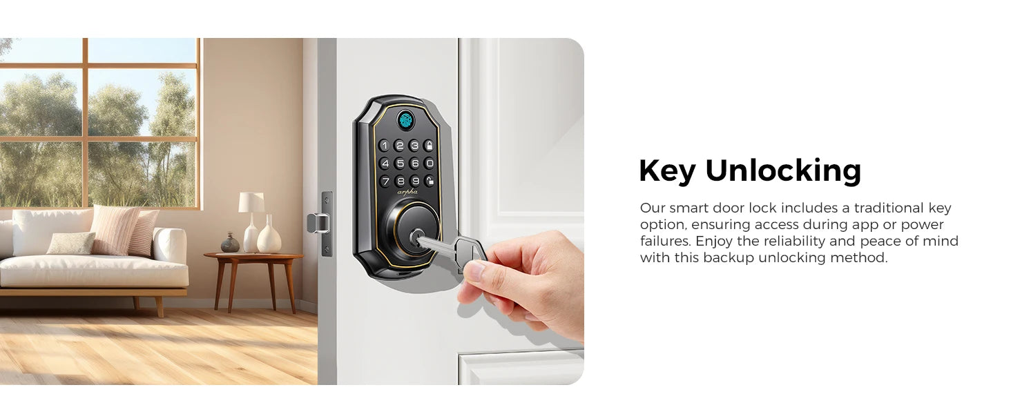 Arpha D280 Keyless Entry Door Lock 5-in-1 Smart Fingerprint Deadbolt with Keypad Electronic Deadbolt Auto-Lock One Touch Lock