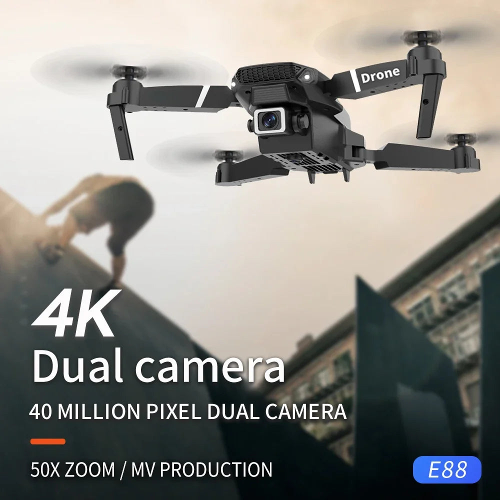 ✨ 2025 E88 Pro Foldable 4K FPV Drone – Wide-Angle HD Dual Camera, Altitude Hold & Beginner-Friendly Aerial Fun ✨