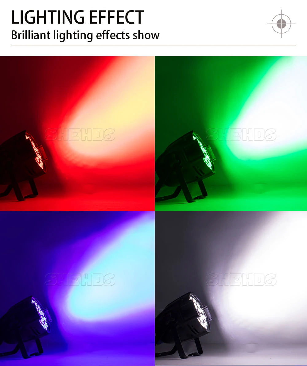 SHEHDS New Version LED 18x18W RGBWA UV 6in1 Par Light Big Aluminum Alloy High Power Even Color Mixing for DJ Bar Disco Wedding