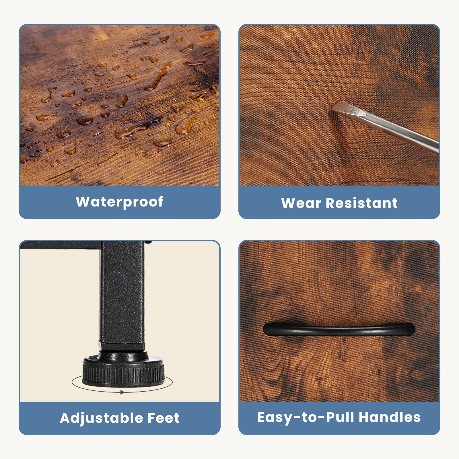 GlowHaven™ Modern Fireplace TV Stand with 5 Fabric Drawers — Multi-Use Bedroom Dresser & Storage Cabinet