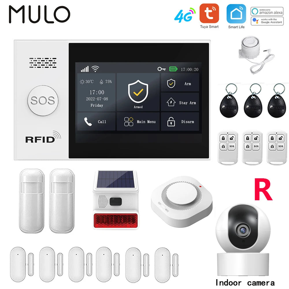 Tuya 4G Home Alarm Smart Home WIFI Security Alarms For Home House Touch Screen Apartment Alarms Support Smart Life APP Alexa