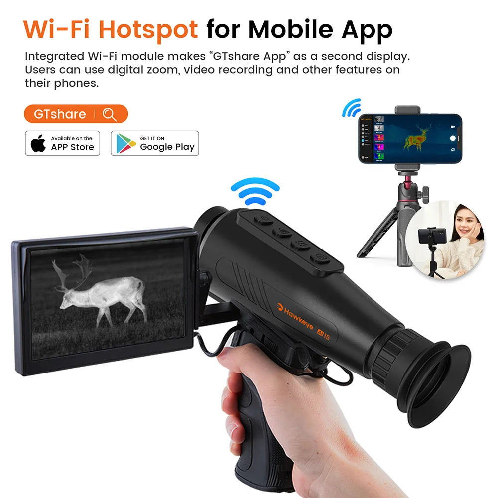 GTGUARD Ai15 Thermal Imaging Monocular – High-Resolution Infrared Camera with AMOLED Display, AI Super Resolution, 32GB Storage for Hunting, Boating, Camping & Night Use