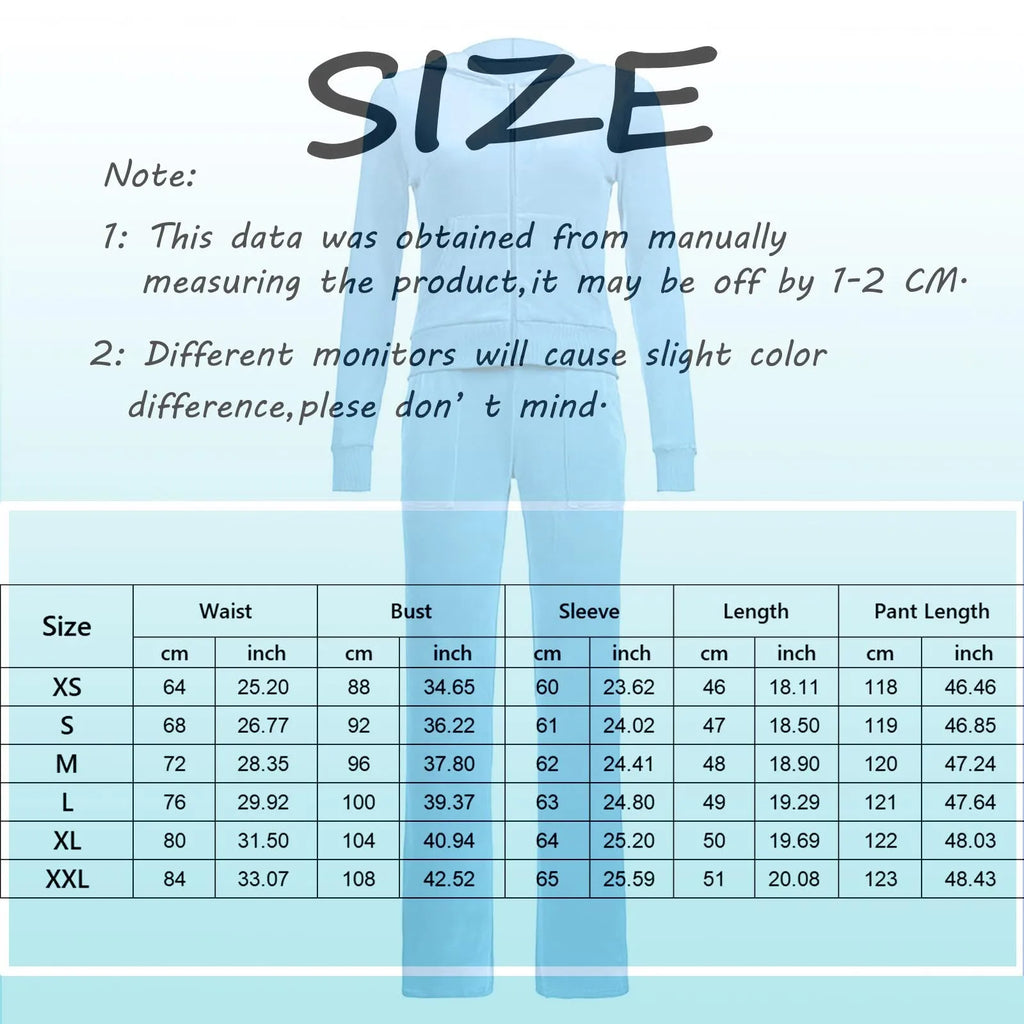 Velour Velvet Two-Piece Tracksuit for Women – Slim Fit Zip-Up Hoodie & Sweatpants Set, Casual Luxe Loungewear Outfit