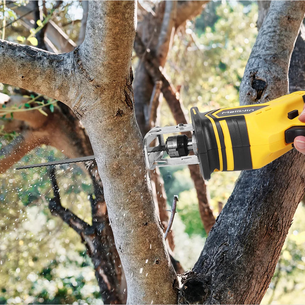 MELLWIN Brushless Cordless Reciprocating Saw 12000 SPM, 18V Compatible Electric Cut Saw for Wood, Metal & Pipe, Portable DIY Cutting Tool