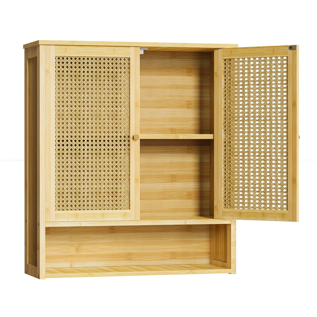 Wall-Mounted Bamboo Bathroom Cabinet & Storage Organizer