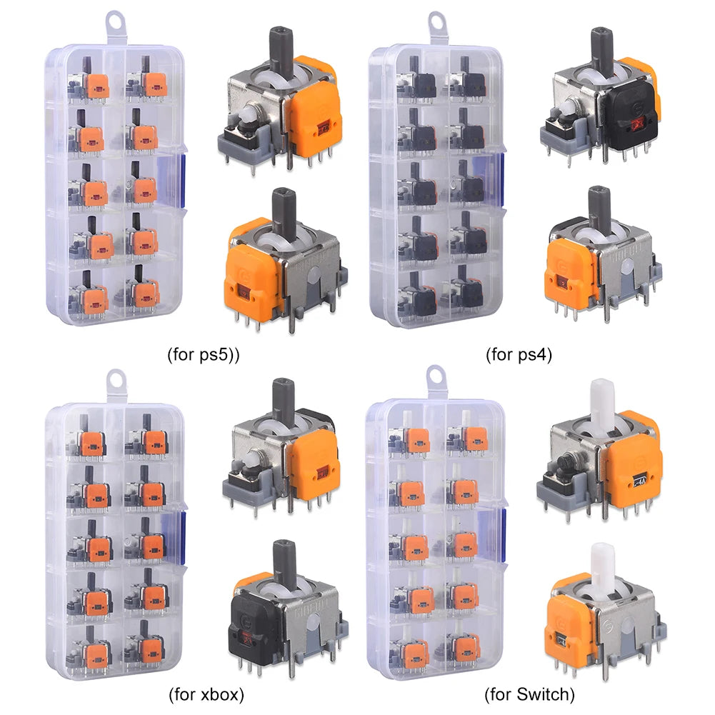 “10-Pack Hall Effect 3D Joystick Modules – High-Precision No-Drift Analog Thumb stick Repair Kit for PS4/PS5/Xbox/Switch Controllers”