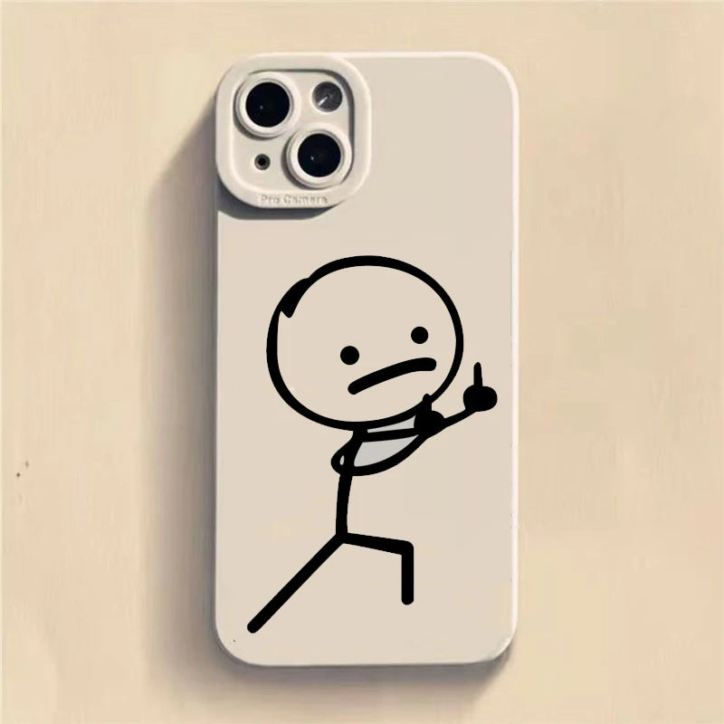 Cute Matchman Cartoon Matte Silicone Phone Case | Soft Shockproof Back Cover for iPhone 7–17 Series