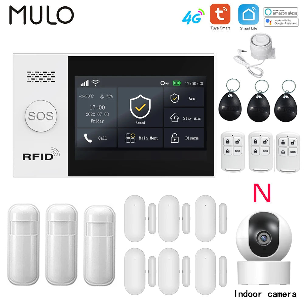Tuya 4G Home Alarm Smart Home WIFI Security Alarms For Home House Touch Screen Apartment Alarms Support Smart Life APP Alexa