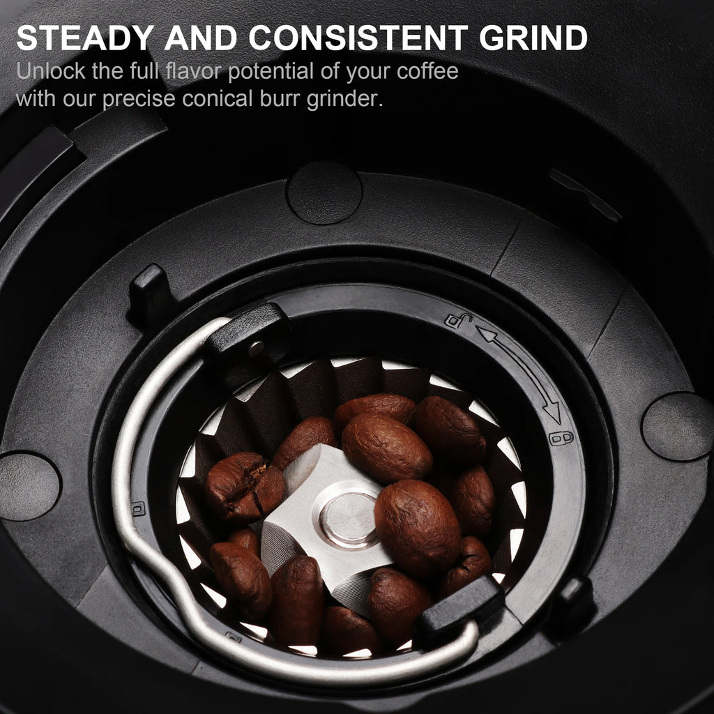 BioloMix Precision Conical Burr Coffee Grinder – 30-Setting Electric Burr Mill with LCD Timer, Magneti Ring & 300g Hopper
