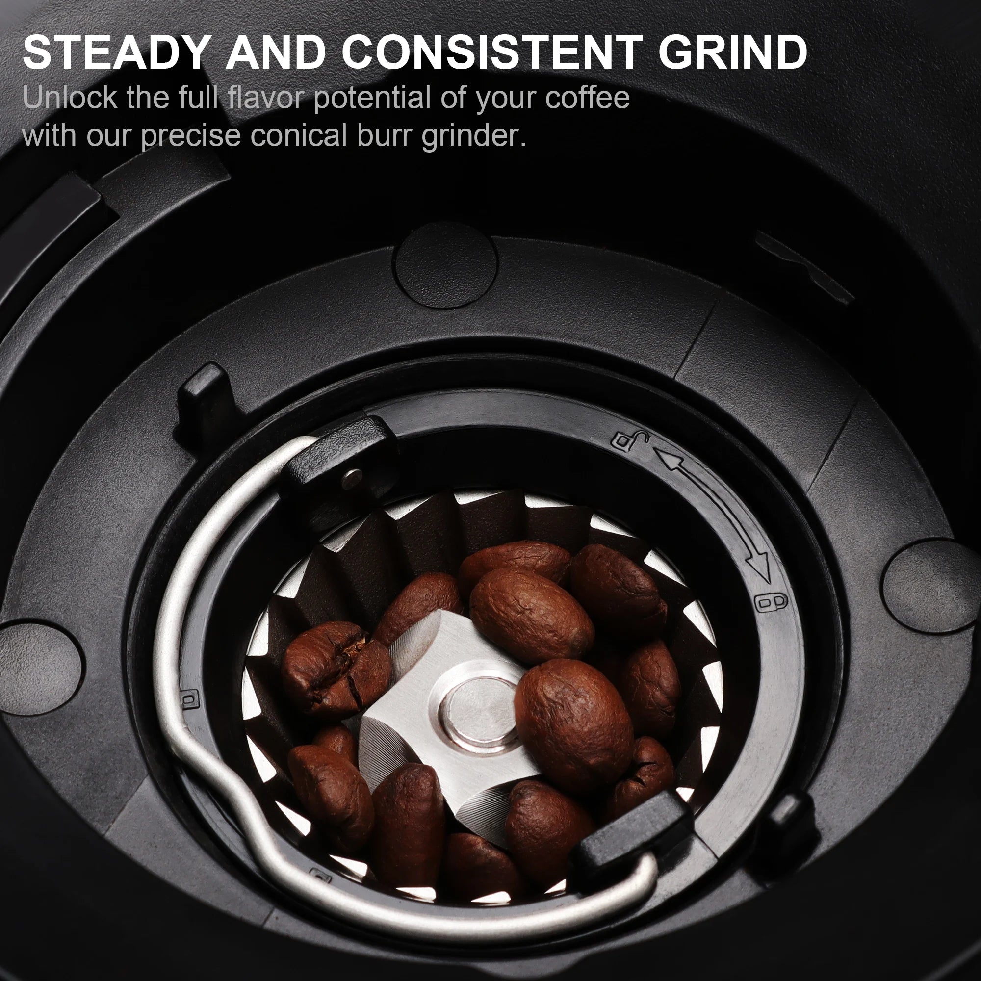 BioloMix Precision Conical Burr Coffee Grinder – 30-Setting Electric Burr Mill with LCD Timer, Magneti Ring & 300g Hopper