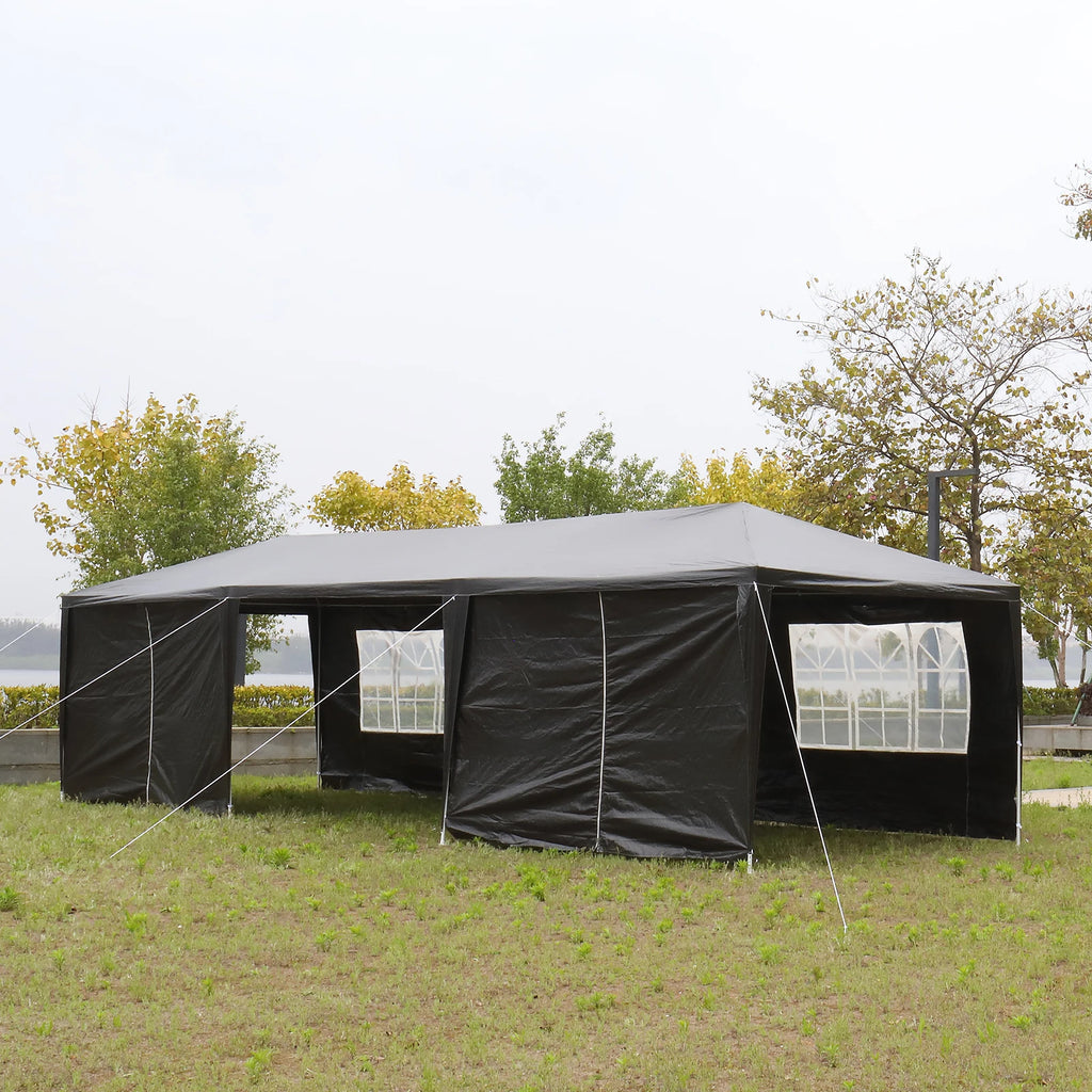10'x30' Outdoor Party Tent with 8 Removable Sidewalls, Waterproof Canopy Patio Wedding Gazebo, Black
