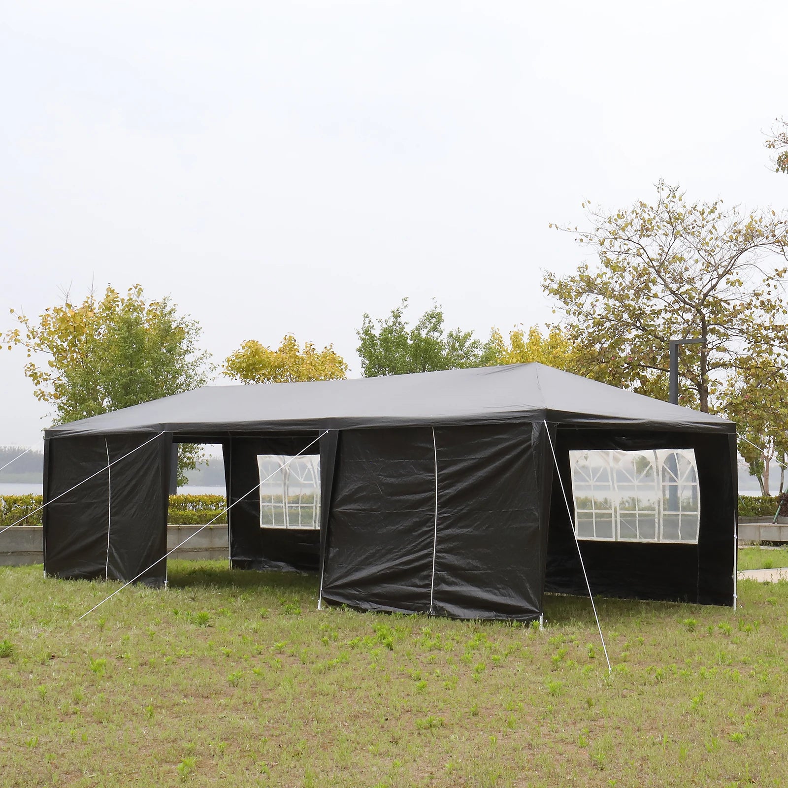 10'x30' Outdoor Party Tent with 8 Removable Sidewalls, Waterproof Canopy Patio Wedding Gazebo, Black
