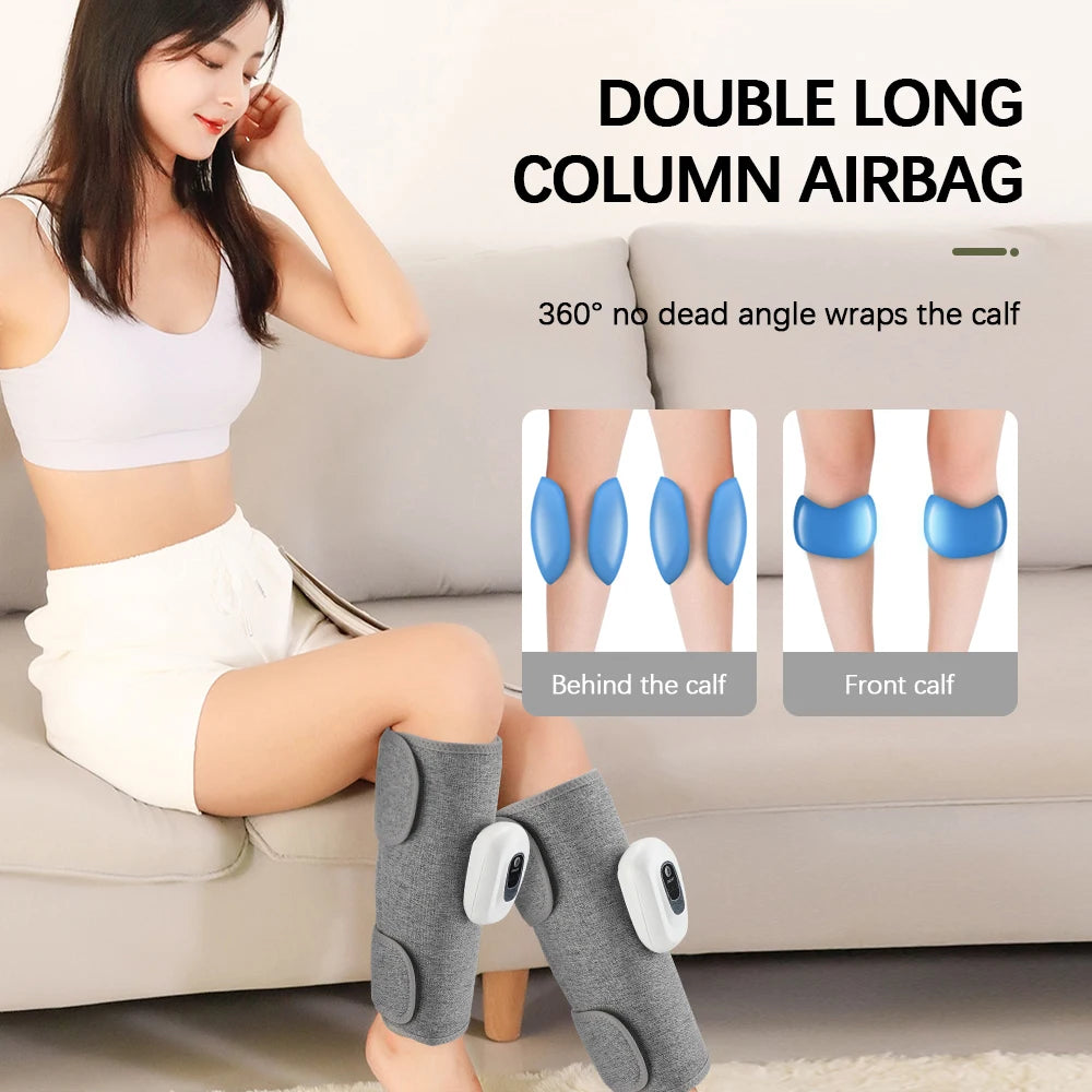 Air Compression Calf Massager - Wireless Leg Wrap with 3-4 Modes, 8 Intensity Levels & Long-lasting 1800mAh Battery