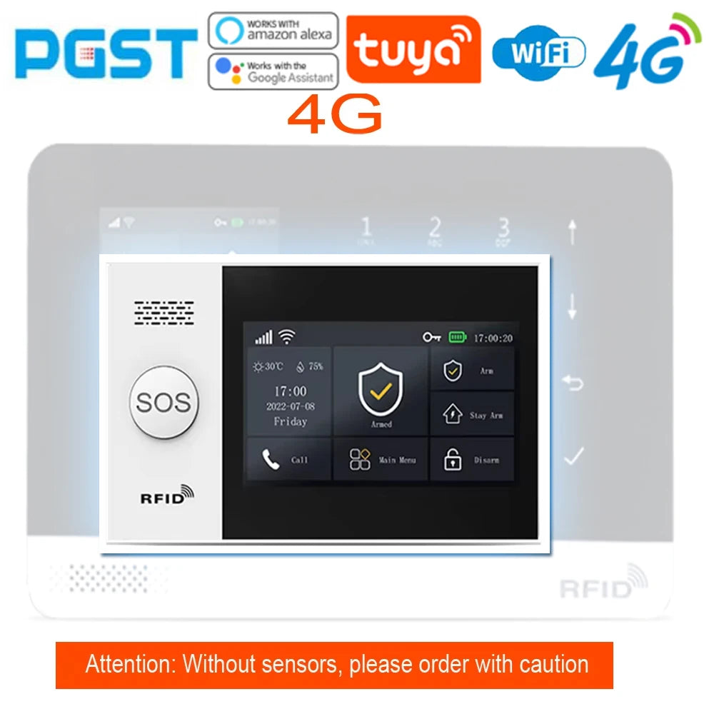 PG-107 Home security alert system,equipped with 4.3-inch 4G WiFi devices,compatible with your application controls,and works wit