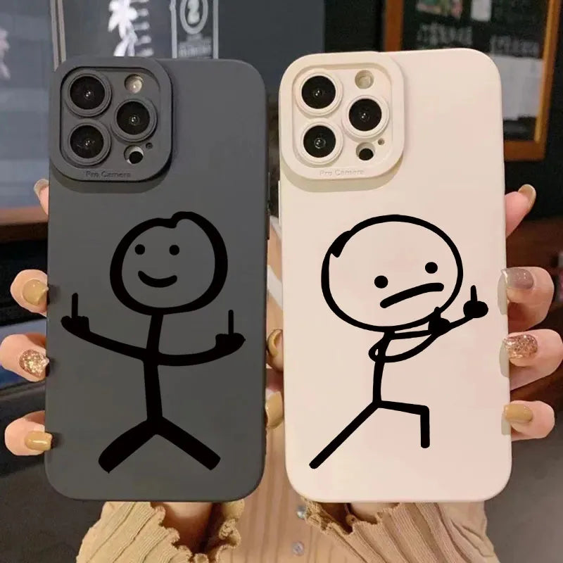 Cute Matchman Cartoon Matte Silicone Phone Case | Soft Shockproof Back Cover for iPhone 7–17 Series