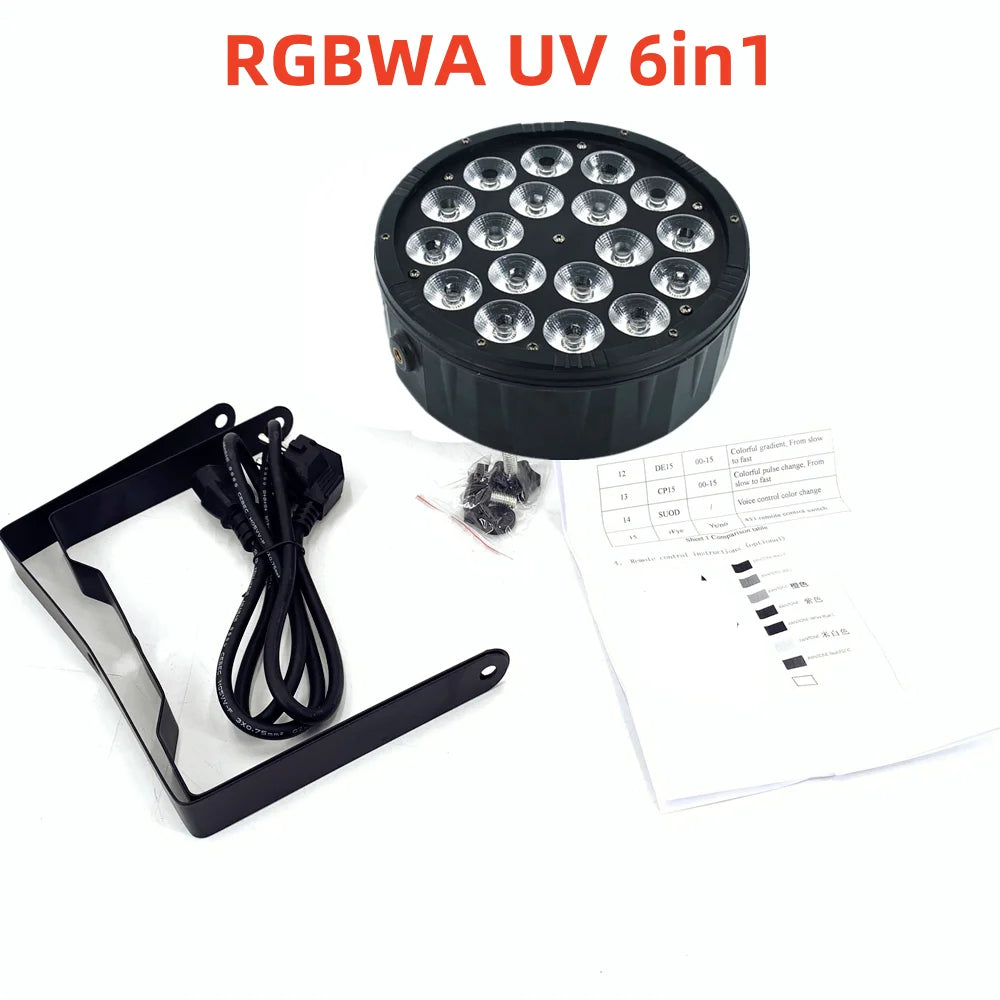 18X18W RGBWA/UV LED PAR Light/ disco light dmx512 control LED wash light stage professional dj equipment 100% new