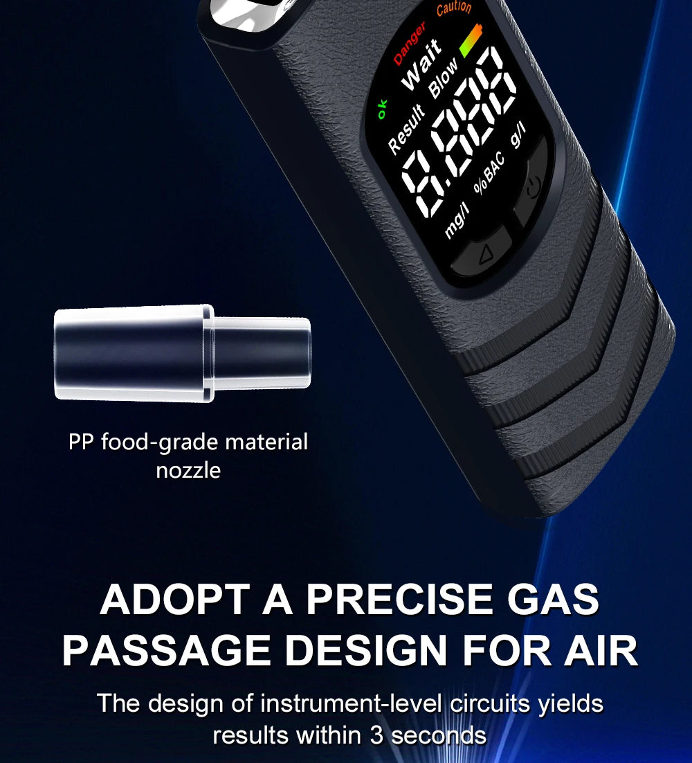 Digital Alcohol Tester – Professional Breathalyzer with LCD Display, Semiconductor Sensor, Accurate Drunk-Driving Detection for Home Use