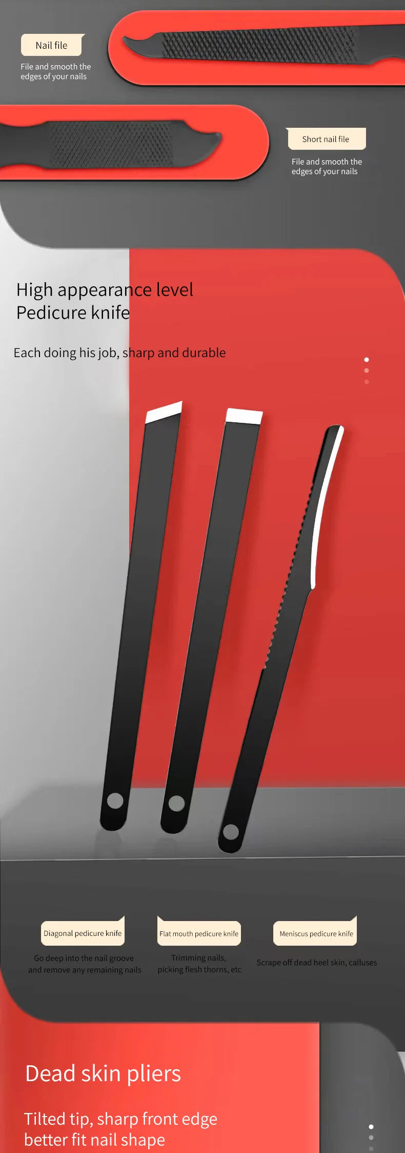 ✨ Luxe Carbon-Steel 24-Piece Nail Care Kit – Professional Manicure & Pedicure Set (Black + Red Edition)