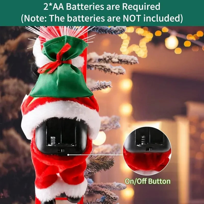 Santa Claus Doll Climbing Ladder with Music Christmas Tree Ornaments Decorations for Home 2025 Navidad New Year Kids Gift