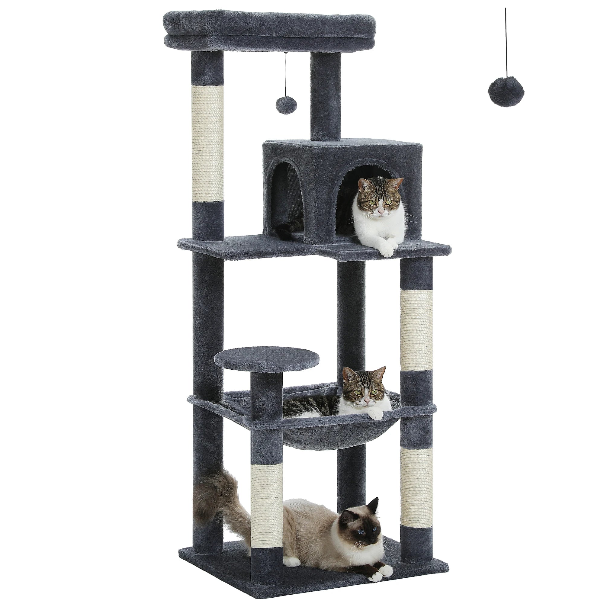 5-Level Cat Tree Tower for Indoor Cats – Large Cat Condo with Hammock & Scratching Posts