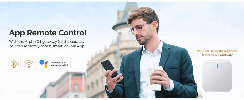 Arpha Smart Lock D601K Keyless Entry Door Lock Deadbolt with Handle Set Waterproof 5-in-1 Fingerprint Keyless Entry Door Lock