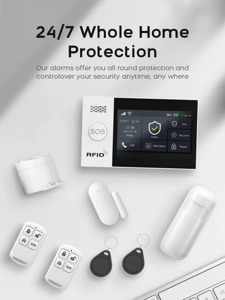 Tuya 4G Home Alarm Smart Home WIFI Security Alarms For Home House Touch Screen Apartment Alarms Support Smart Life APP Alexa