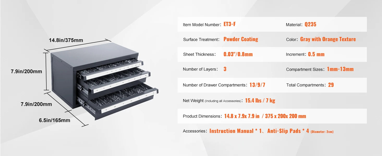 SucceBuy Steel Drill Bit Dispenser Organizer Cabinet, Heavy-Duty Metal Storage Cabinet with Drawers, Stackable Drill Bit Organizer for Machine Shop & Garage