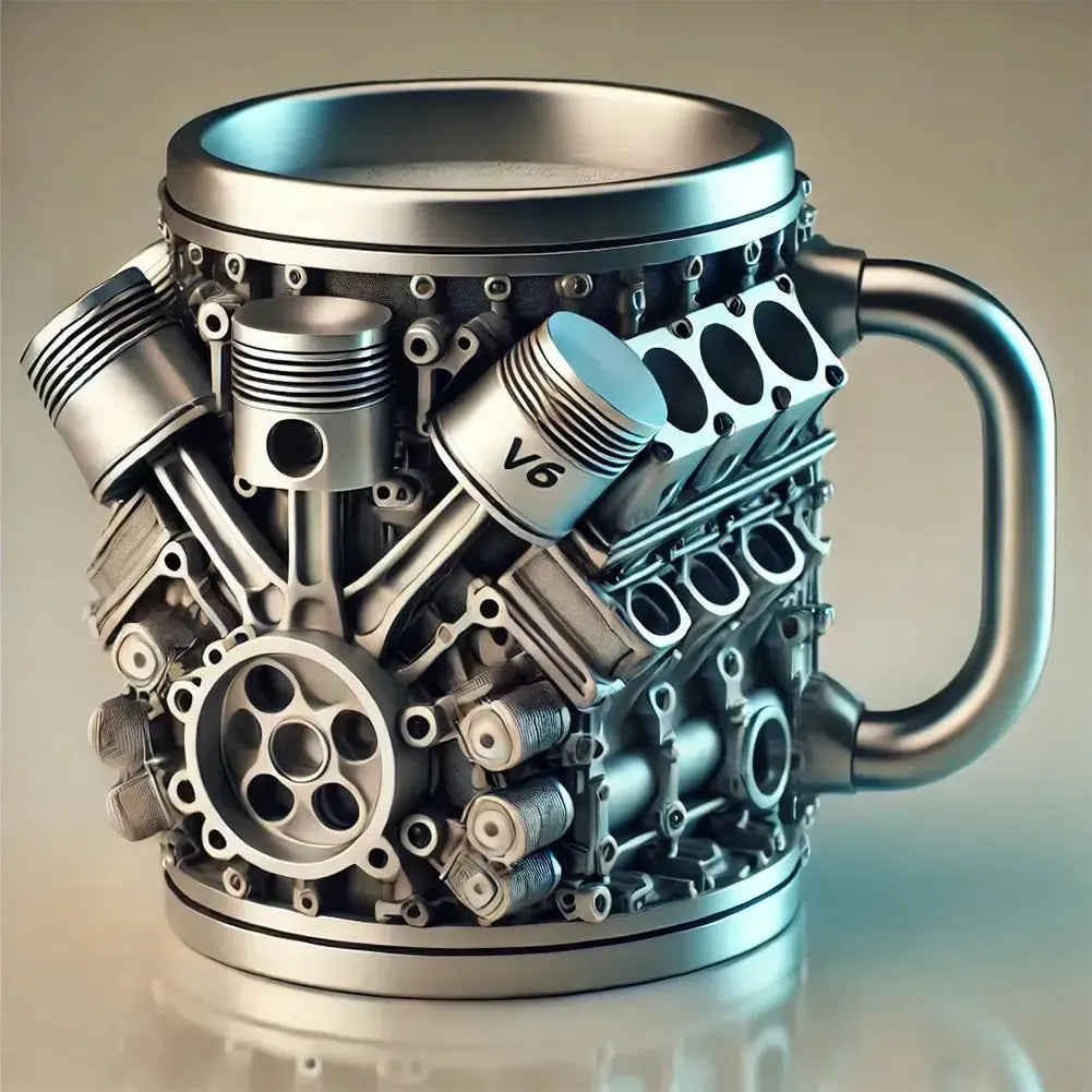 Unique Car Engine Coffee Mug – 3D Engine Design Stainless Steel Tea Cup | 450ml | Perfect Gift for Car Enthusiasts
