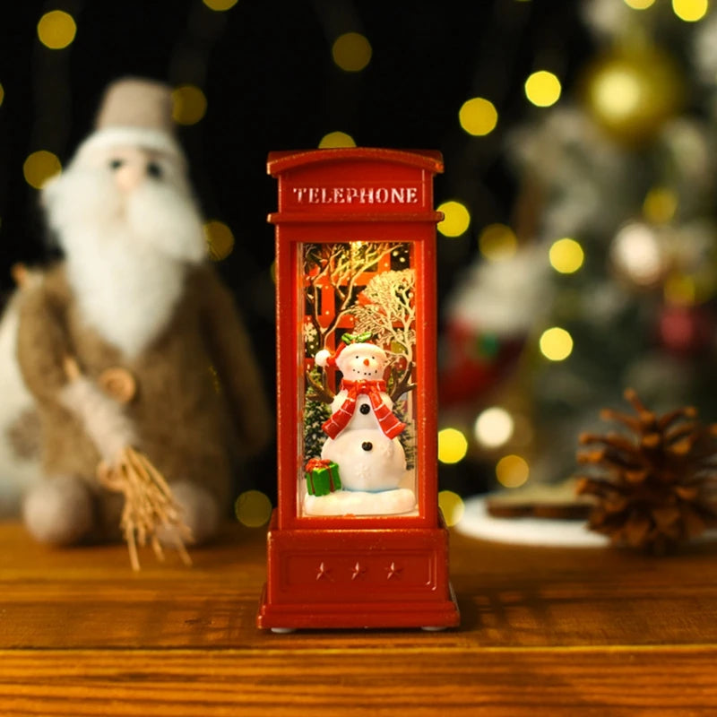 2025 Christmas Phone Booth Lights Santa Claus Snowman Gifts Window Scene Ornament Christmas Party Decortion Xmas Party Home 2025