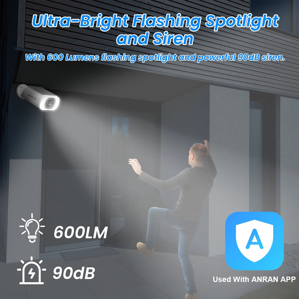 ✨ ANRAN C3 2K Solar-Powered Wireless Security Camera – 3MP Outdoor Smart Surveillance with Floodlight Color Night Vision & PIR Detection
