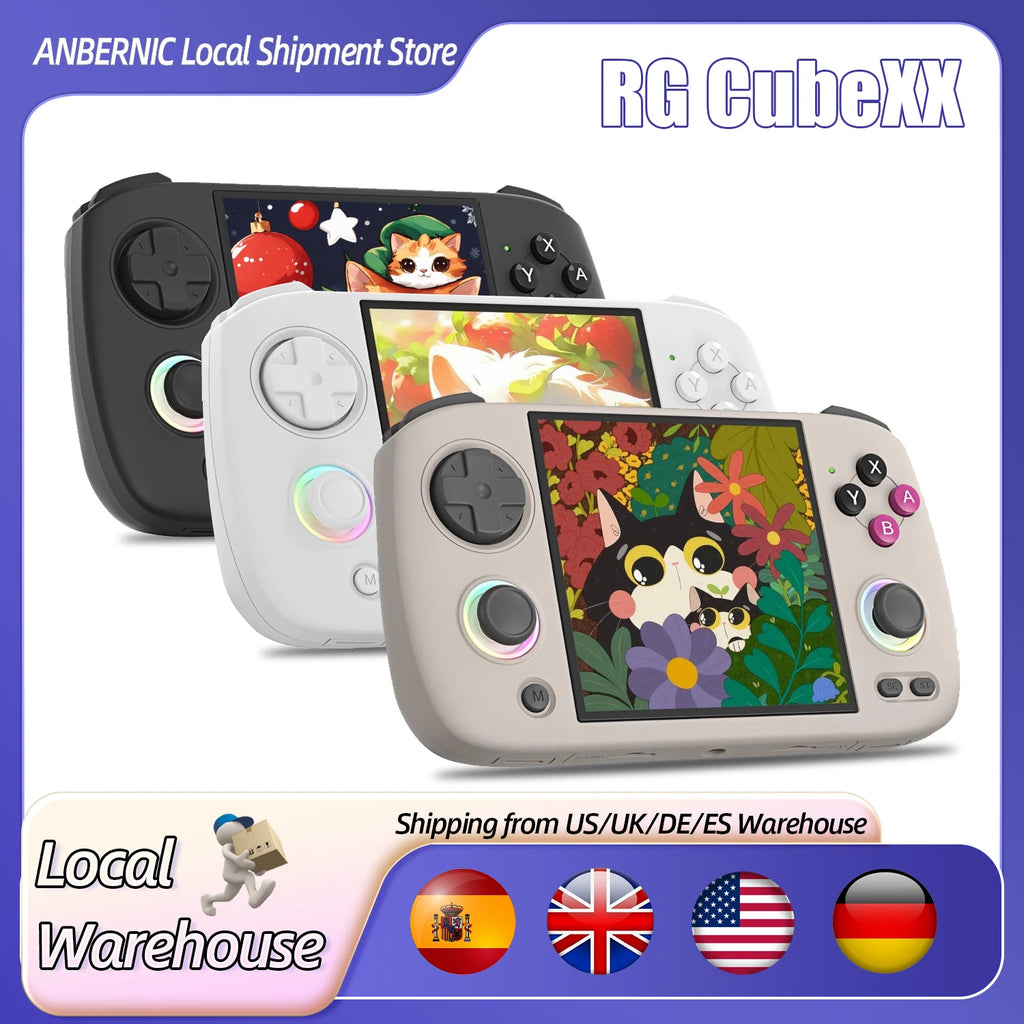 ANBERNIC RG CubeXX Retro Handheld Game Console – 3.95” IPS 720x720, Linux OS, 3800mAh Battery, RGB Joysticks, HD TV Out