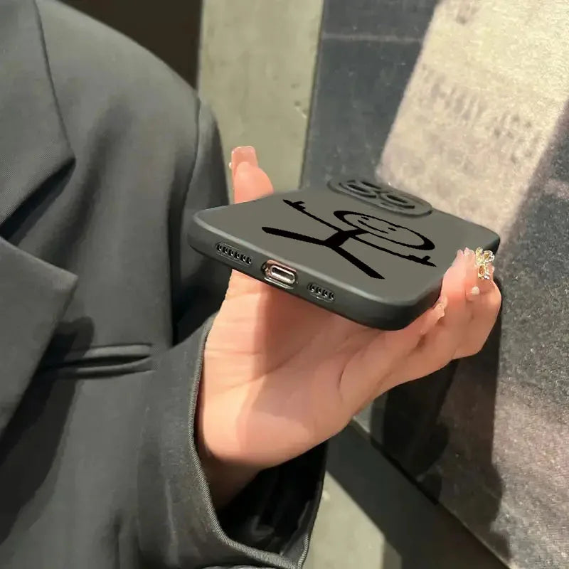 Cute Matchman Cartoon Matte Silicone Phone Case | Soft Shockproof Back Cover for iPhone 7–17 Series