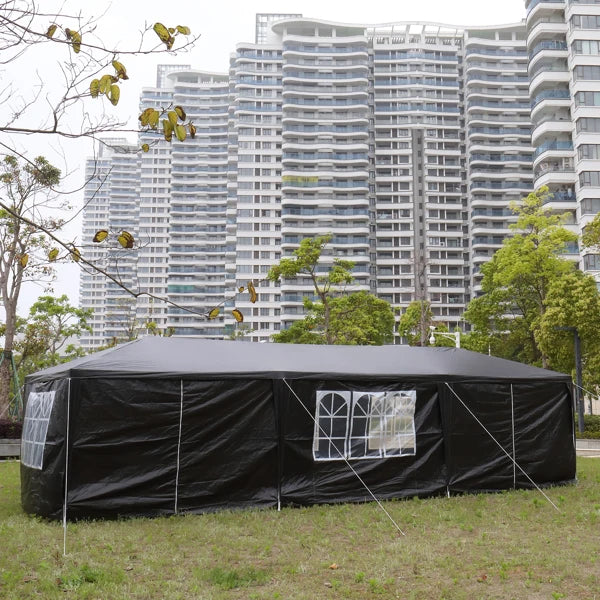 10'x30' Outdoor Party Tent with 8 Removable Sidewalls, Waterproof Canopy Patio Wedding Gazebo, Black