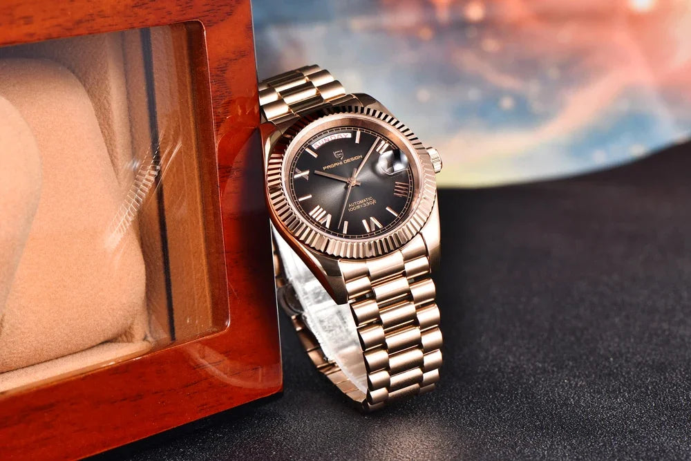 2025 PAGANI DESIGN DD40 Rose Gold Men’s Automatic Mechanical Watch – Luxury Sapphire Crystal Timepiece