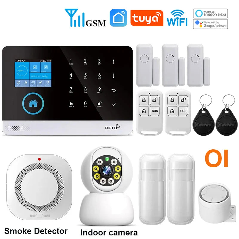 Tuya Alarm System WiFi GSM Security Alarm System Home Burglar Alarm For House Office  SMS APP Remote Control Work With Alexa