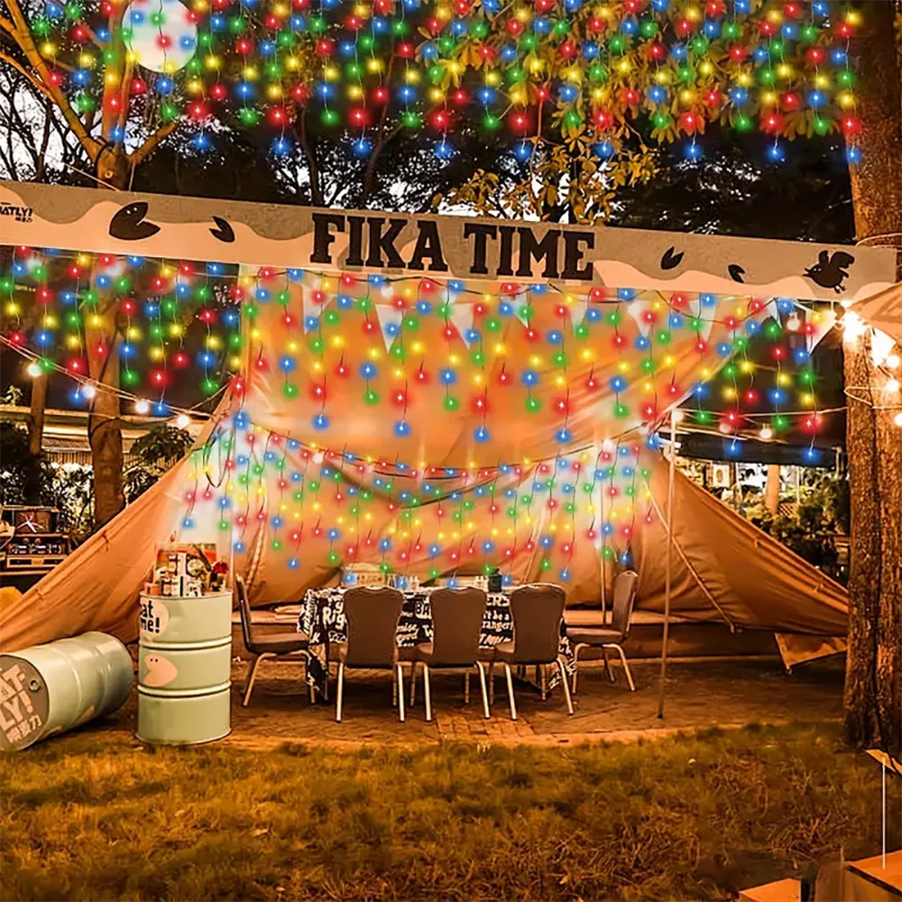 Waterproof Solar Icicle Curtain Lights with 8 Modes – Outdoor LED String Lights for Garden, Patio & Festive Decor