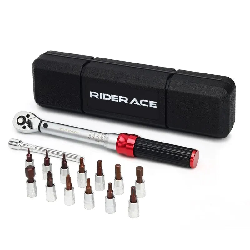 RIDERACE 15-Piece Bicycle Torque Wrench Set | Dual-Direction 2–24Nm Precision Torque Tool Kit for Bikes, Motorcycles & Repairs