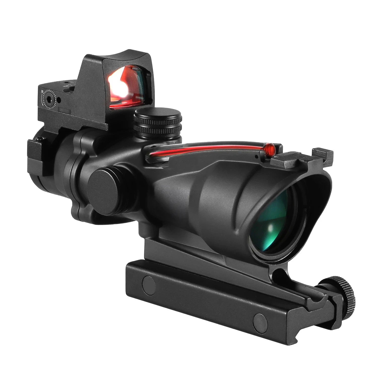 Adjustable 4x32 Tactical Rifle Scope with Red/Green Dot | Dual-Optic 1x–4x Hunting Scope for 20mm Rails