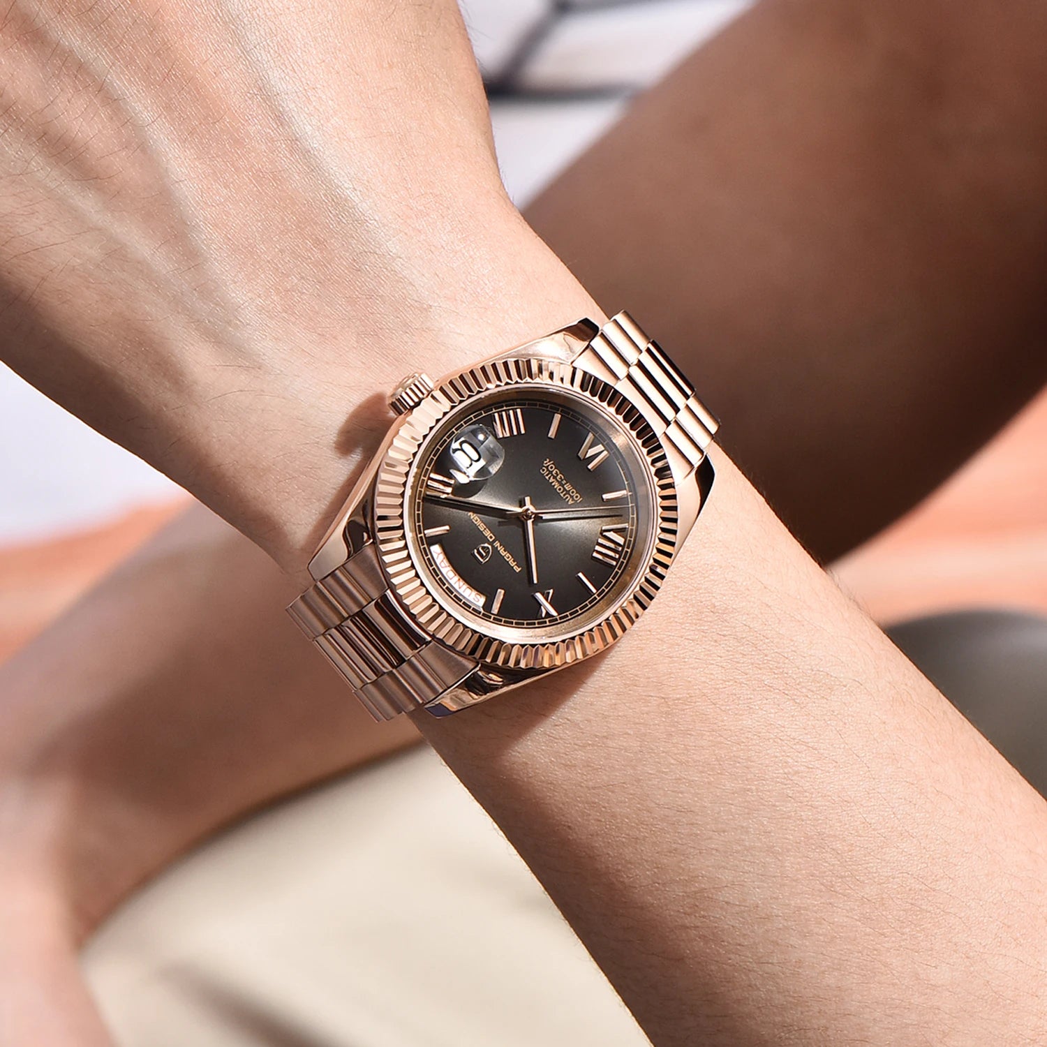 2025 PAGANI DESIGN DD40 Rose Gold Men’s Automatic Mechanical Watch – Luxury Sapphire Crystal Timepiece