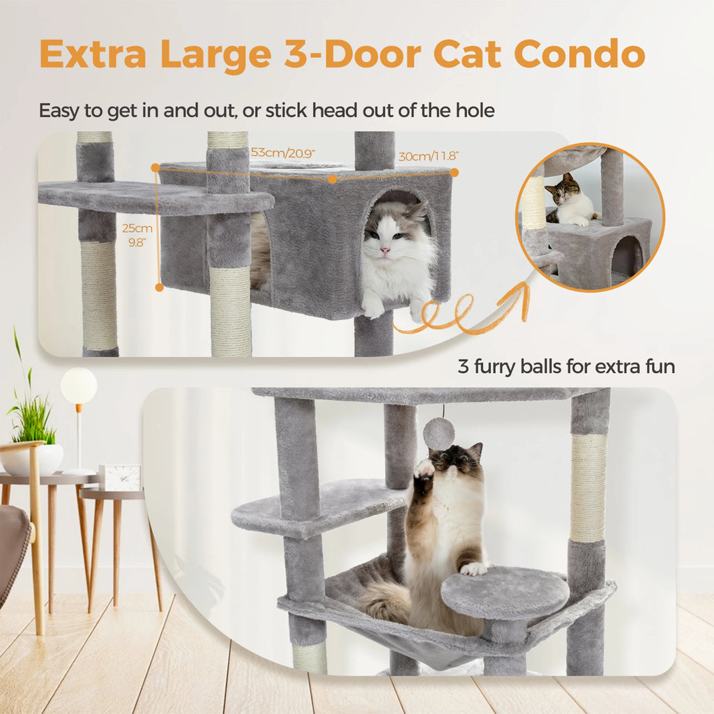 Cozy Heights™ 184cm Deluxe Cat Tree Tower – Multi-Level Indoor Playground with Scratching Posts, Plush Perches & Hideaway Condos