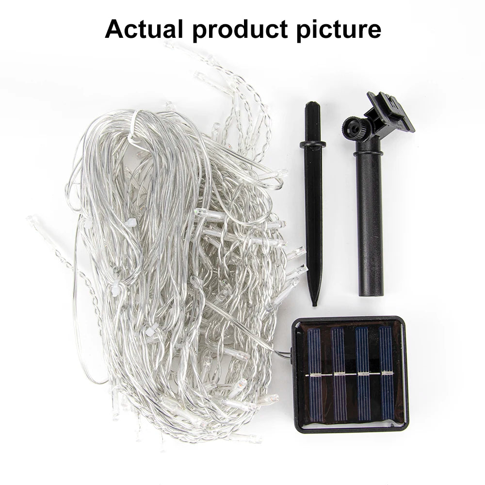 Outdoor Solar Icicle Curtain Lights – Waterproof LED String with 8 Modes for Patio, Garden & Festive Lighting