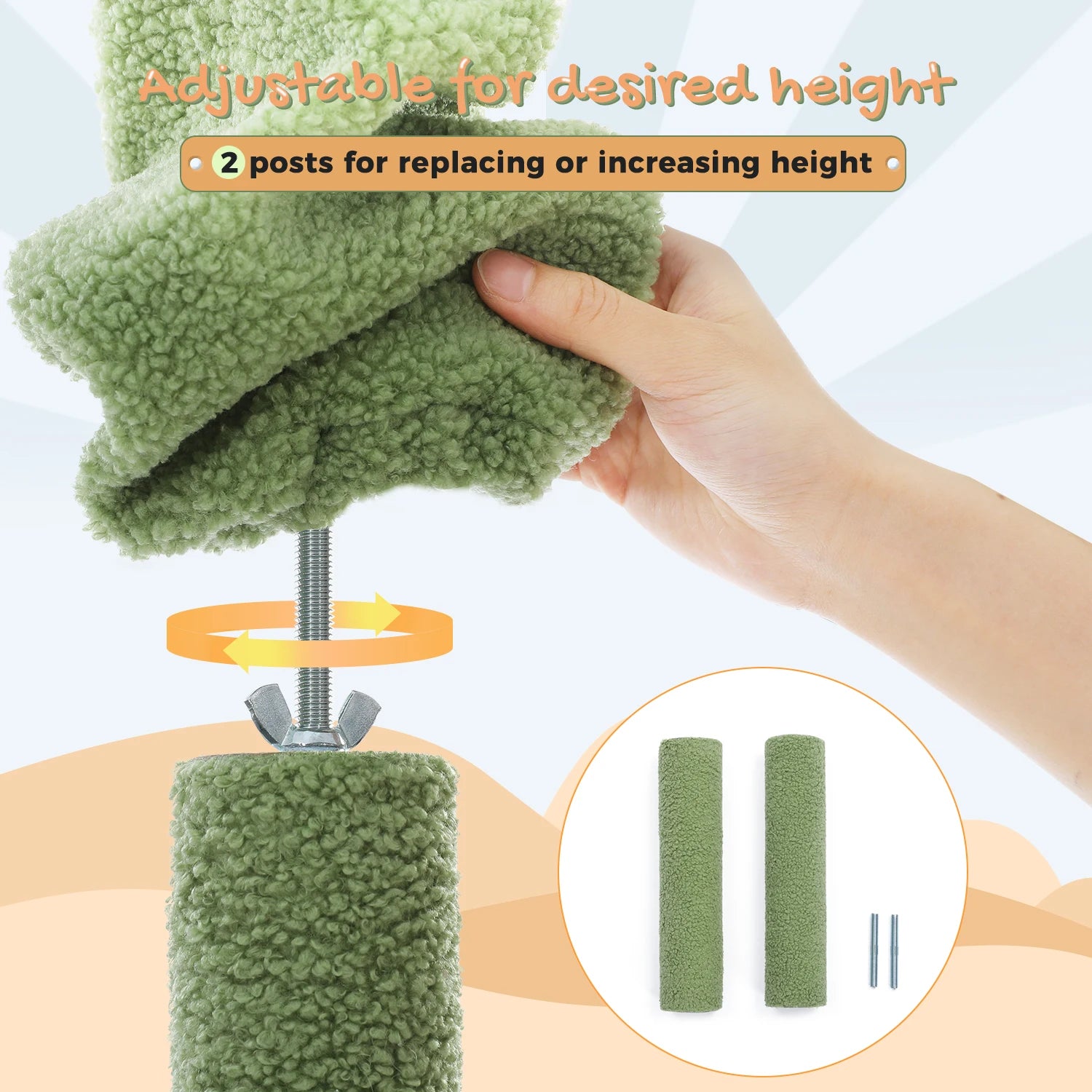 Cactus Floor-to-Ceiling Cat Tree Tower – 7-Tier Adjustable Cat Climbing Tree with Hammocks & Condo