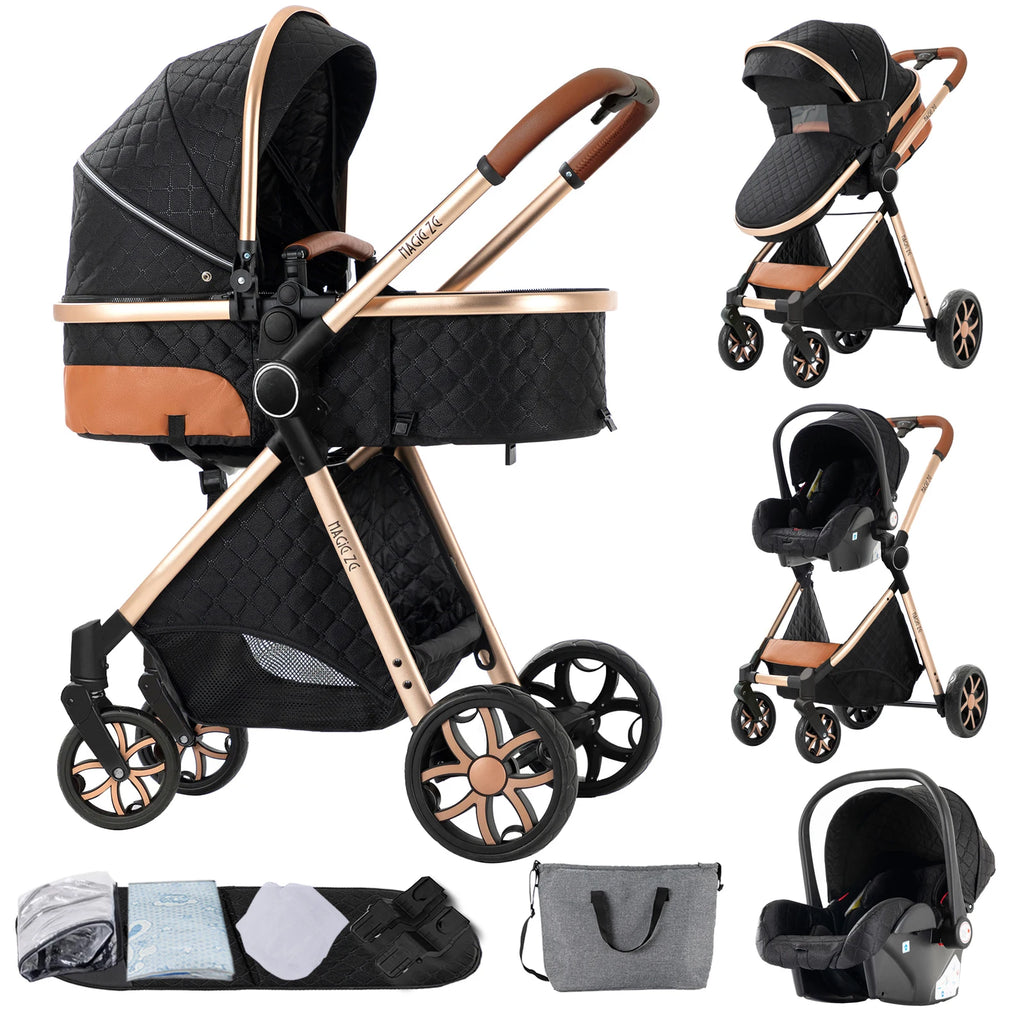 3-in-1 Baby Stroller Travel System with Lightweight Frame & One-Hand Fold | Bassinet + Car Seat + Stroller